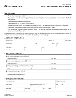 Employee Dependent Change Form