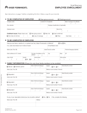 Kaiser Permanente Employee Enrollment Form