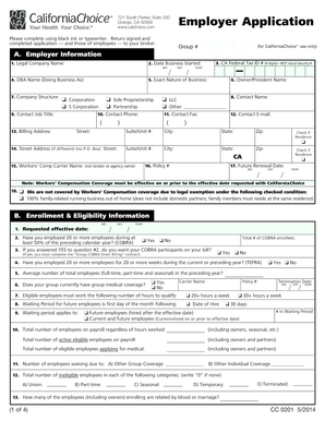 CaliforniaChoice Employer Application