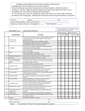 Building Envelope Tightness and Insulation Checklist