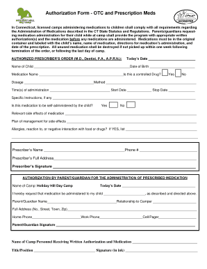 Authorization Form - OTC and Prescription Meds