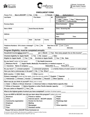 BCCHP Enrollment Form