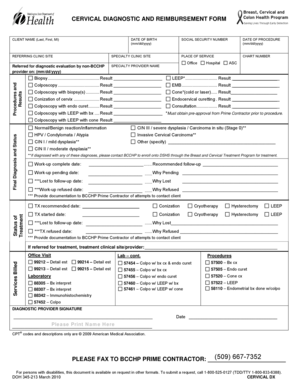 Cervical Diagnostic and Reimbursement Form