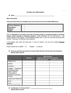 Income Tax Form Survey