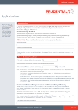 Prudential Additional Investment Application Form