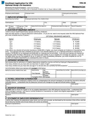 VRS-39 Optional Group Life Insurance Enrollment Application