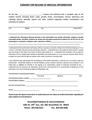 Consent for Release of Medical Information