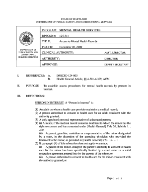 Maryland Mental Health Records Access Form