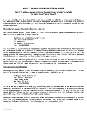 CMSP Medical Benefit Hearing Request