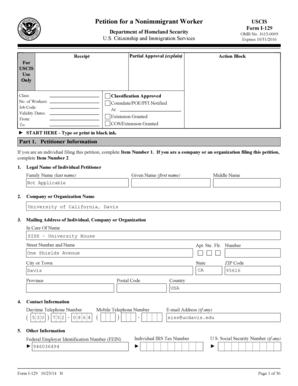 USCIS Form I-129 Nonimmigrant Worker Petition