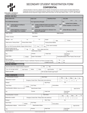 Secondary Student Registration Form