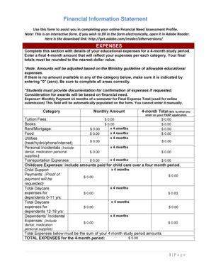 Financial Information Statement