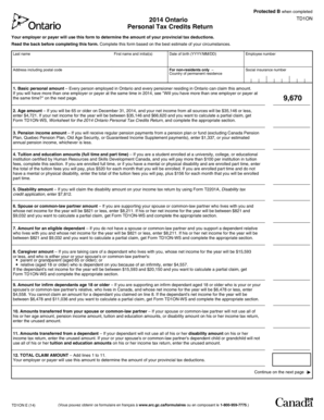 Ontario TD1ON Personal Tax Credits Return