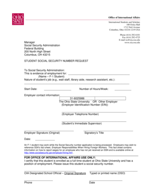 Student Social Security Number Request