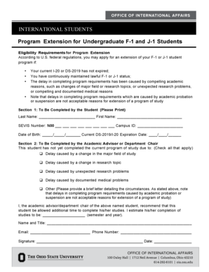 Program Extension for Undergraduate F-1 and J-1 Students
