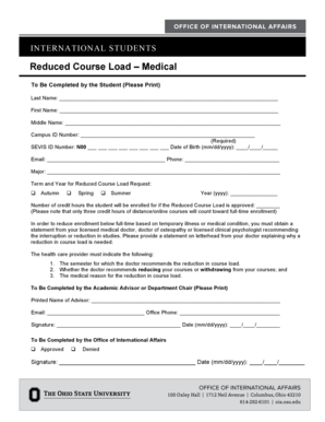 Doctor letterhead examples - reduced course load osu