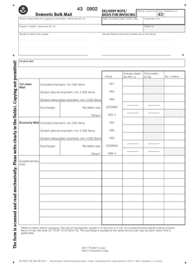 Swedish Domestic Bulk Mail Delivery Note