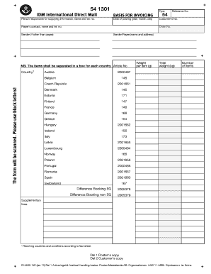 IDM International Direct Mail Delivery Note
