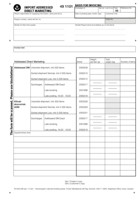 Swedish Import Addressed Direct Marketing Invoice