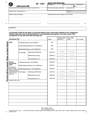 Swedish Postal Service Delivery Note