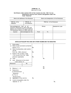 Form 16 Certificate for TDS on Salaries