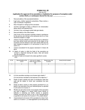 Form 55 Application for Tax Exemption