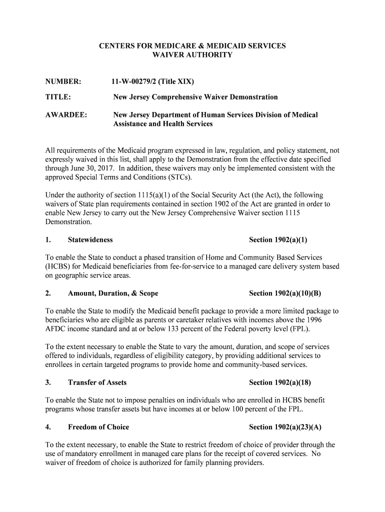 Fillable Online medicaid WAIVER AUTHORITY medicaid Fax Email Print