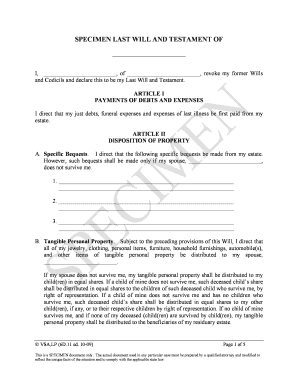 Last Will and Testament Template