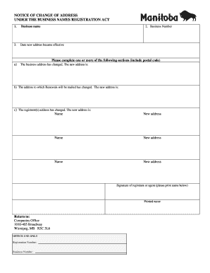 Notice of Change of Address