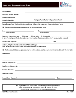 Insurance Name and Address Change Form