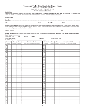 4-H Agricultural Exhibits Entry Form