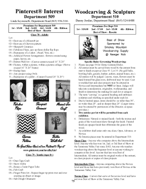 Tennessee Valley Fair Woodcarving Entry Form