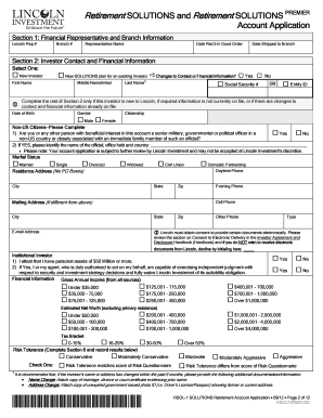 Retirement Solutions Account Application