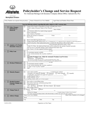 Policyholder’s Change and Service Request