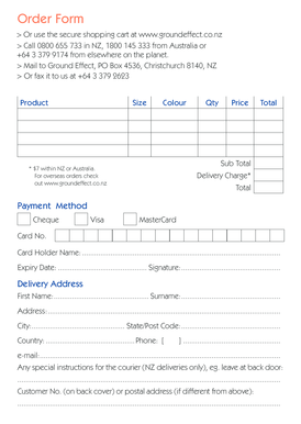 Ground Effect Order Form