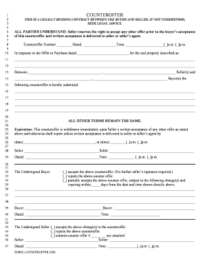 Real Estate Counteroffer Form