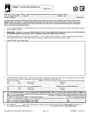 Real Estate Purchase Contract Counter Offer