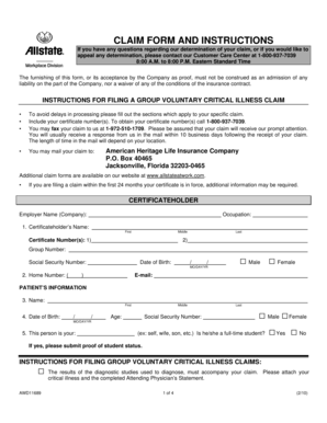 Group Voluntary Critical Illness Claim Form
