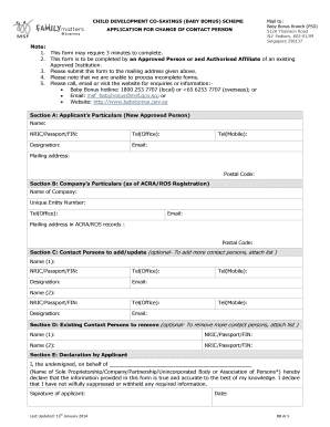 Singapore Baby Bonus Contact Person Change Form