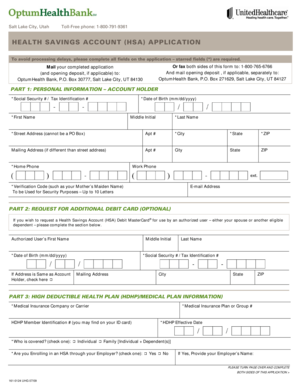 Health Savings Account Application