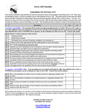 Form 1120 Filing Checklist
