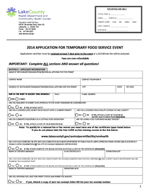 Illinois Temporary Food Service Event Application