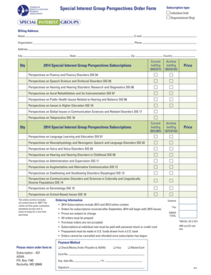 Special Interest Group Perspectives Order Form