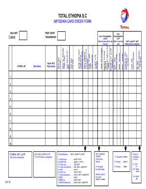 Abyssinia Card Order Form