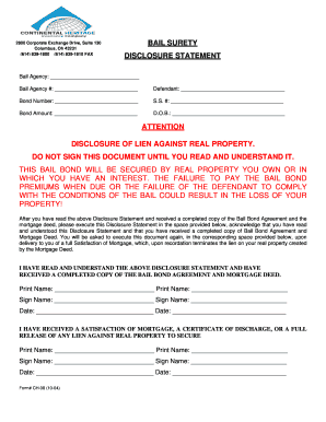 Bail Surety Disclosure Statement