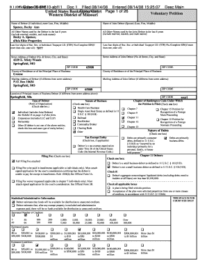 US Bankruptcy Voluntary Petition