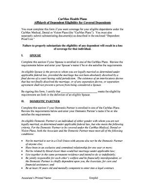 CarMax Dependent Eligibility Affidavit