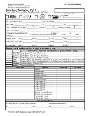 Boy Scouts Camp Event Application