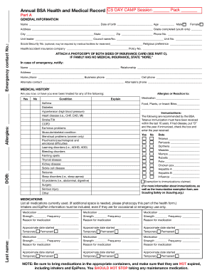 Boy Scouts of America Annual Health and Medical Record