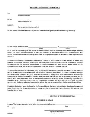 Pre-Disciplinary Action Notice